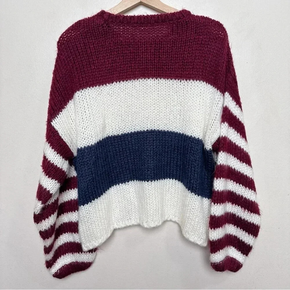 Lovestitch Womens Medium Striped Colorblock Crew Neck Sweater - Picture 16 of 16